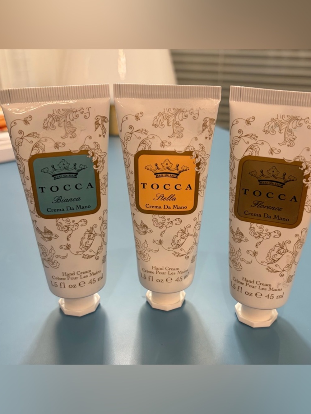 New! Tocca Hand Cream Set of (3) in scents Stella, Bianca and Florence.